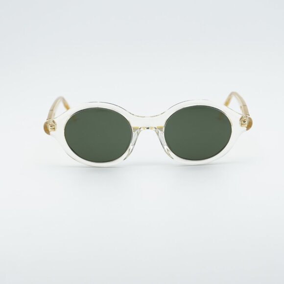 Loewe LW40162U 57N Sunglasses Transparent Pale Yellow Round Frame, Green Lenses main image 4